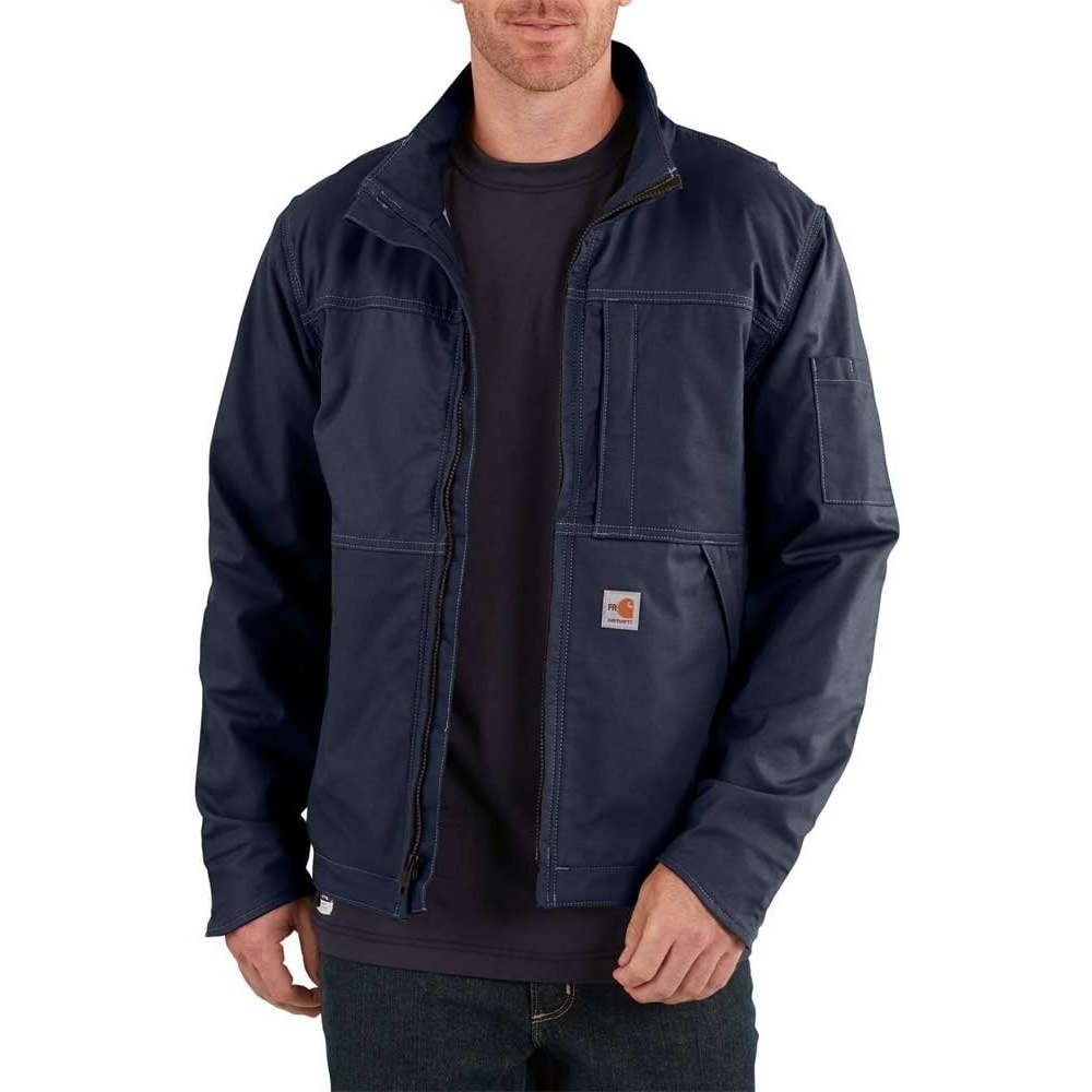 image:imageCarhartt Mens Flame Resistant Full Swing Relaxed Fit Quick Duck Lined JacketDark Navy