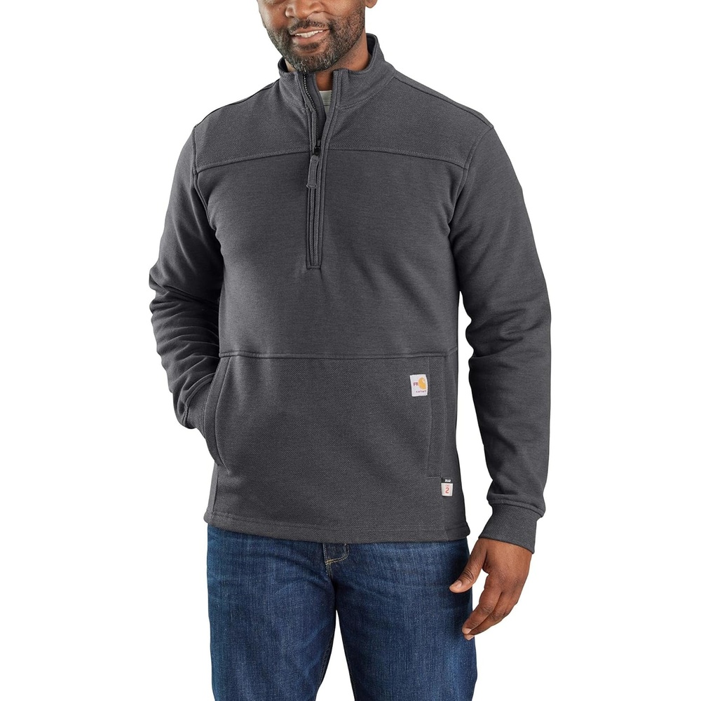 image:imageCarhartt Mens Flame Resistant Rain Defender Relaxed Fit Mock Neck Fleece PulloverShadow