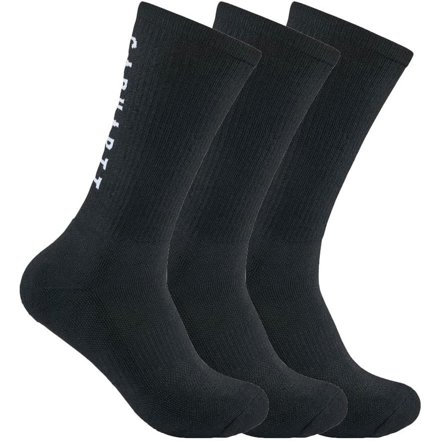 image:imageCarhartt Mens Force Midweight Logo Crew Sock 3 PackBlack