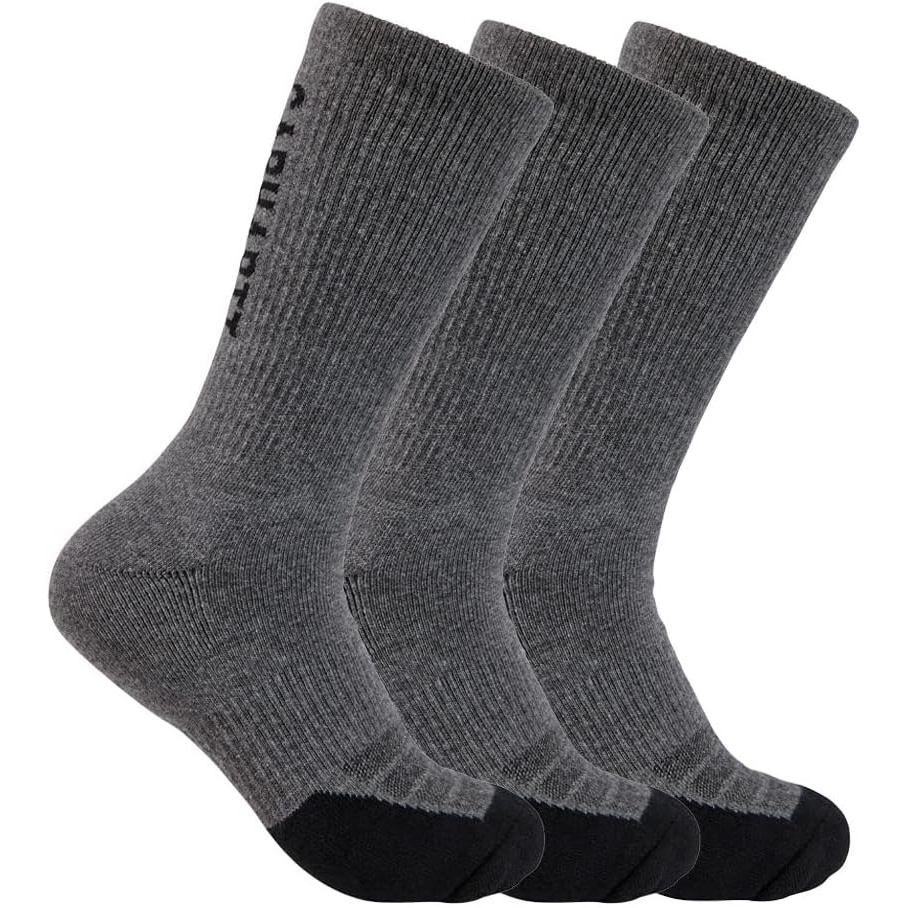 image:imageCarhartt Mens Force Midweight Logo Crew Sock 3 PackCarbon Heather