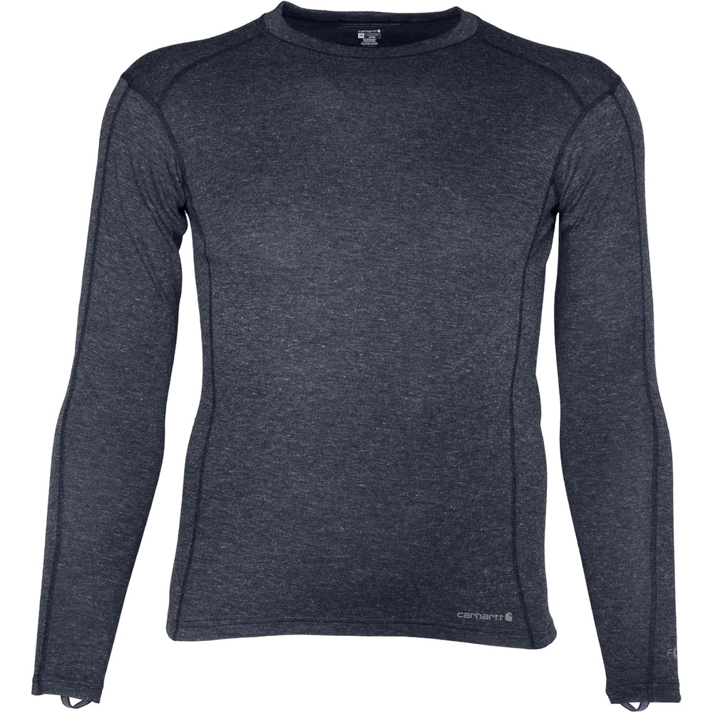 imageCarhartt Mens Force Midweight SyntheticMerino Wool Blend Base Layer Crewneck Pocket TopDeep Navy Heather