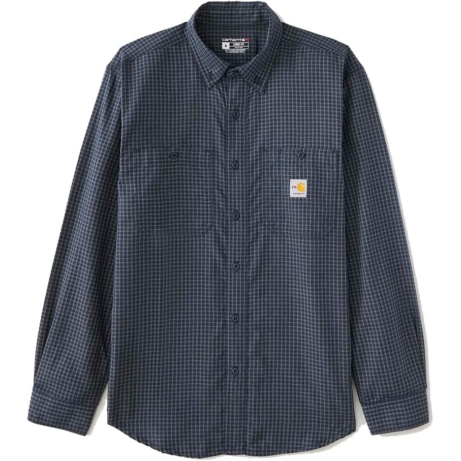 image:imageCarhartt Mens Fr Force Sun Defender Ls Plaid ShirtNavySteel