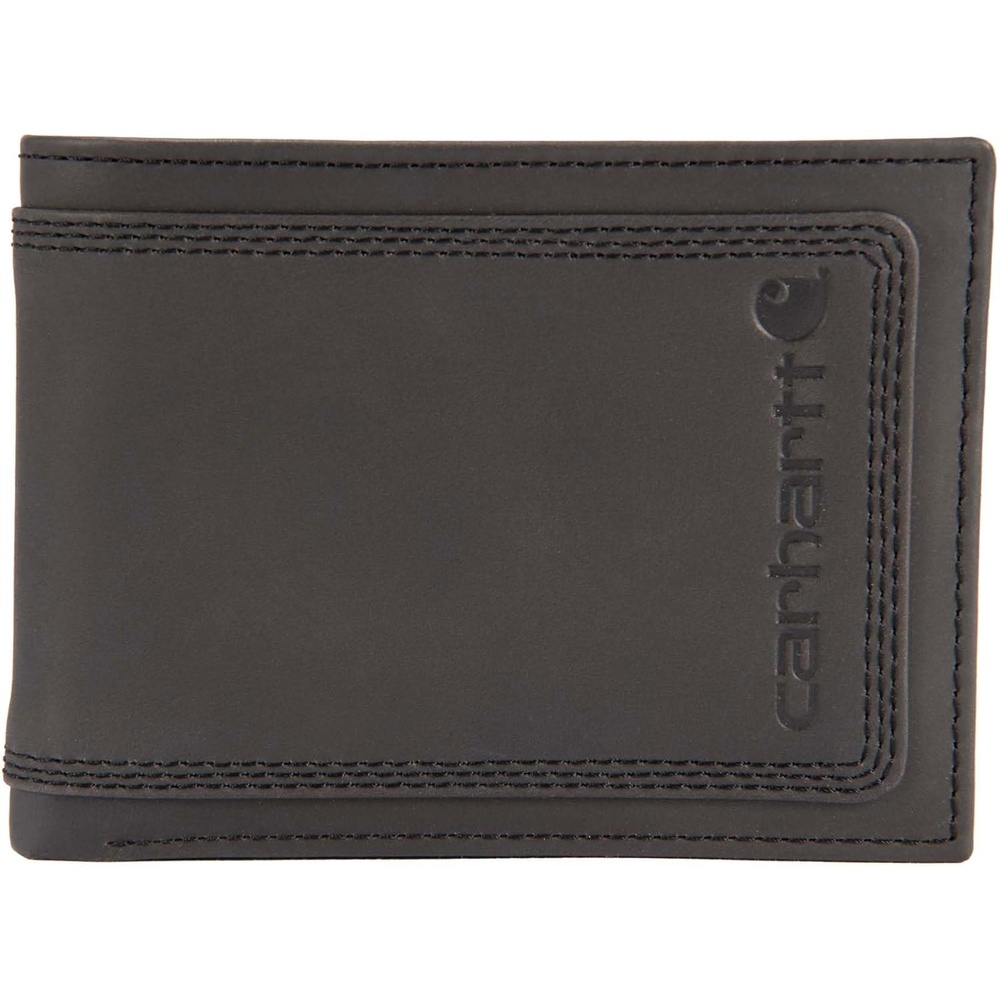 image:imageCarhartt Mens Leather Triple Stitch Wallet Durable FullGrain Leather Bifold Trifold amp Rodeo Styles Gifts for MenBlack Passcase