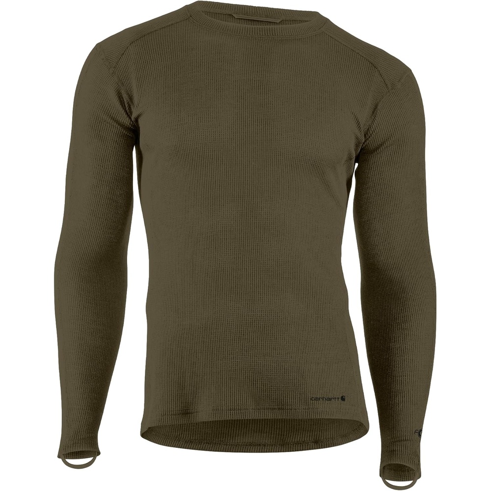 imageCarhartt Mens MBL113 Base Force Midweight Base Layer Classic CrewBurnt Olive