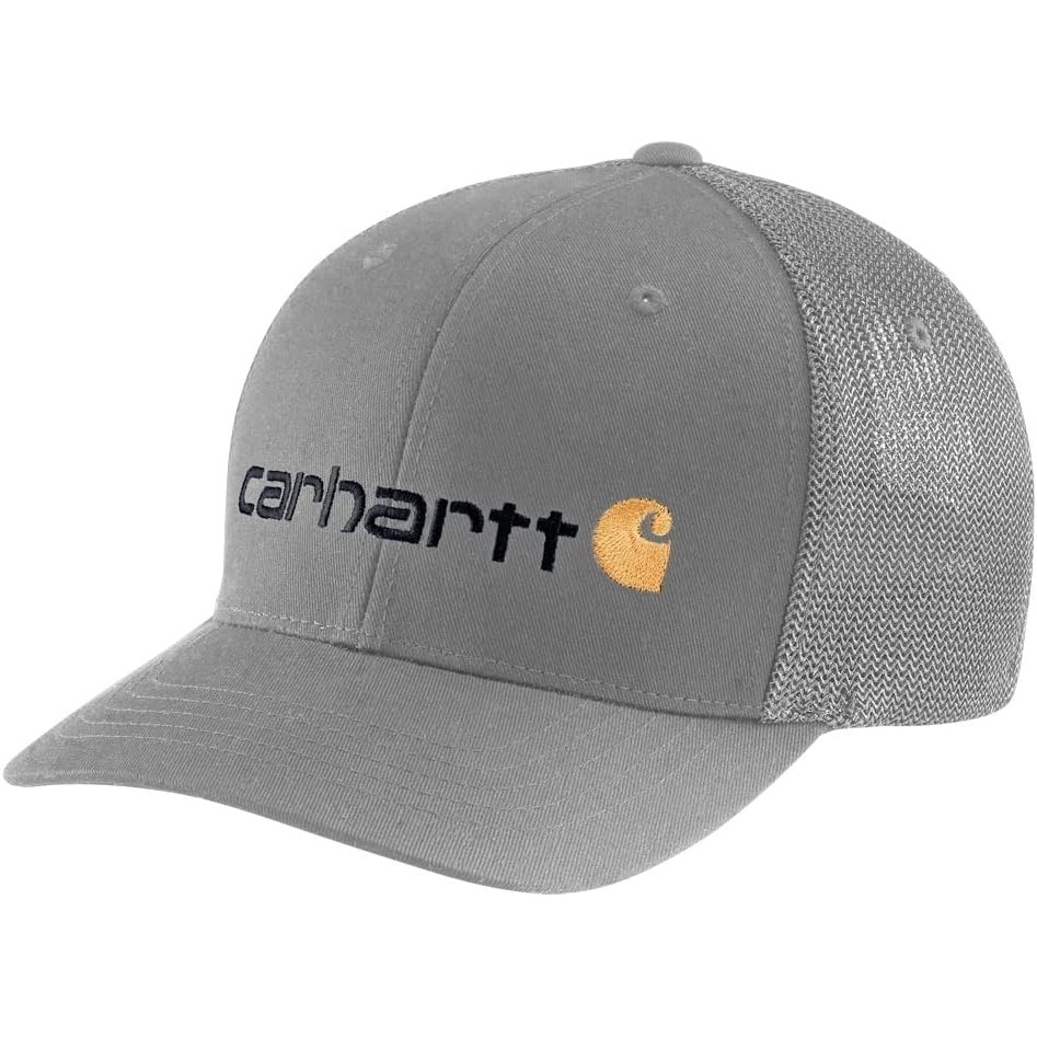 image:imageCarhartt Mens Rugged Flex Fitted Canvas MeshBack Logo Graphic CapAsphalt