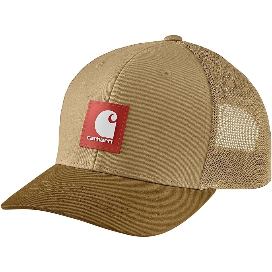 image:imageCarhartt Mens Rugged Flex Twill MeshBack Logo Patch CapSandstoneCarhartt Brown