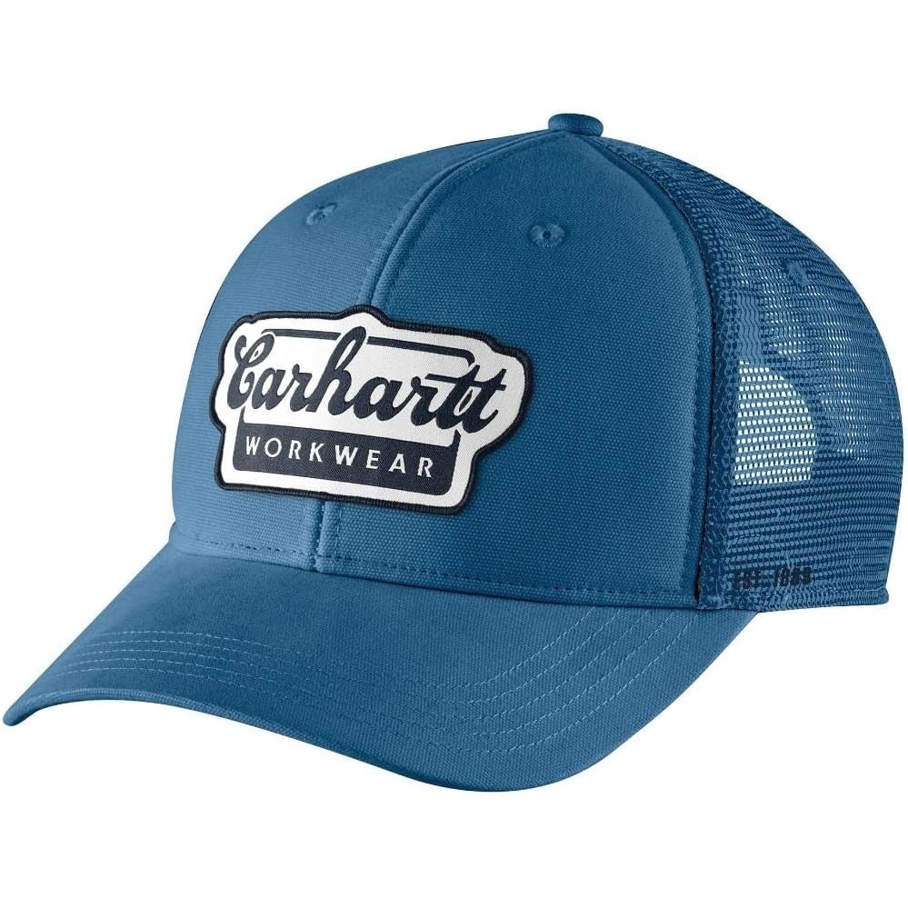 image:imageCarhartt Mens Rugged Flex Twill MeshBack Script Patch CapDark Horizon Blue