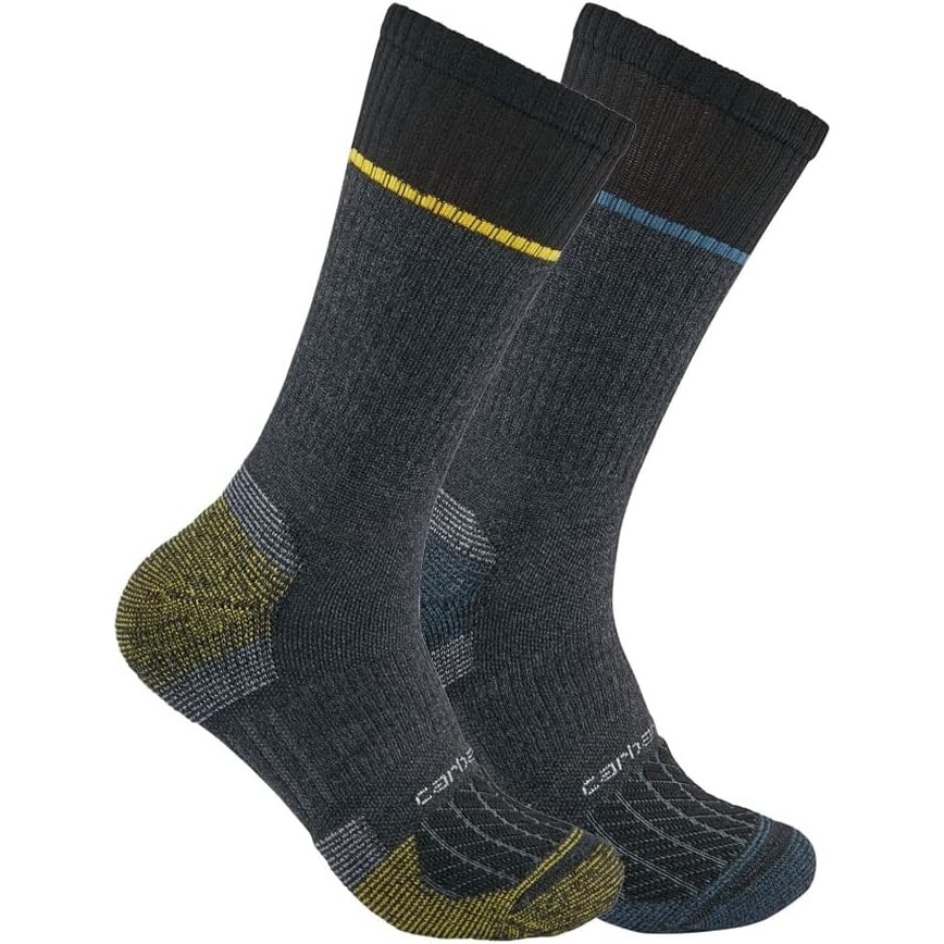 imageCarhartt Mens SC0012M Force Midweight Steel Toe Crew Sock 2PackAssorted 1 Black