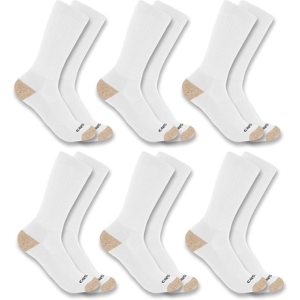 image:imageCarhartt Mens SC1156M Midweight Crew Sock 6PackWhite