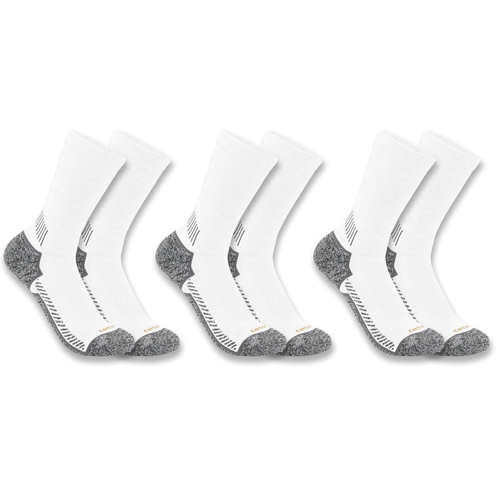 imageCarhartt Mens SC4223M Force Midweight Crew Sock 3 PackWhite