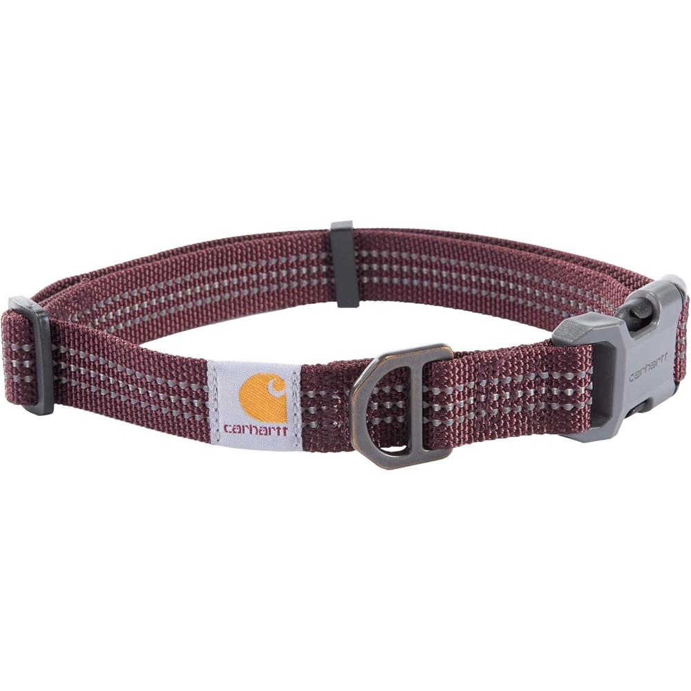imageCarhartt Nylon Webbing Dog Collar Fully Adjustable WDurable Side Release Buckle and Reflective Stitching Black MediumDeep Wine