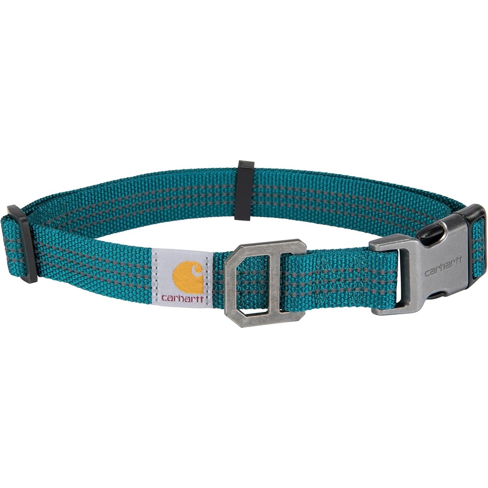 imageCarhartt Nylon Webbing Dog Collar Fully Adjustable WDurable Side Release Buckle and Reflective Stitching Black MediumShaded Spruce