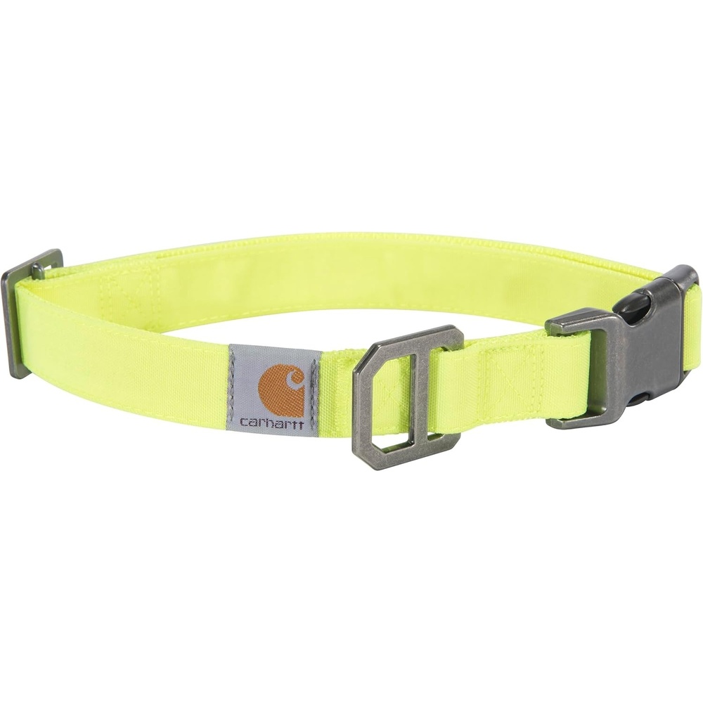 imageCarhartt Pet Fully Adjustable Webbing Collars for Dogs Reflective Stitching for Visibility Blanket Stripe MediumBrite Lime Nylon Canvas Webbing