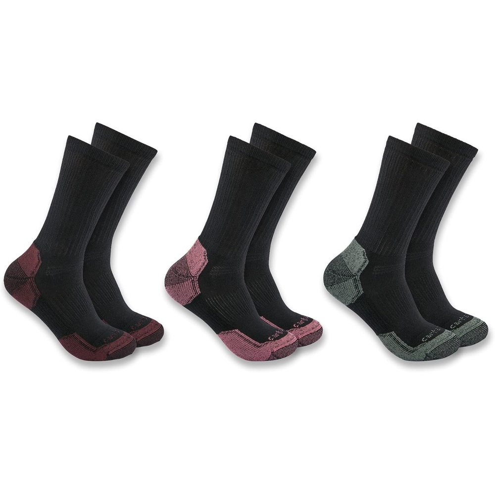 image:imageCarhartt Womens Midweight Cotton Blend Crew Sock 3 PackBlack Assorted