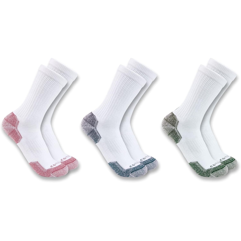 image:imageCarhartt Womens Midweight Cotton Blend Crew Sock 3 PackWhite Assorted