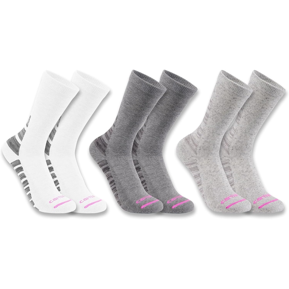 imageCarhartt Womens Midweight Syntheticcotton Blend Crew Sock 3 PackAssorted 01