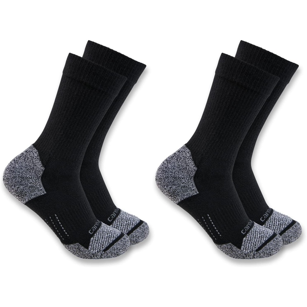 imageCarhartt Womens SC0812W Force Midweight Synthetic Blend Steel Toe Crew Sock 2 PackBlack