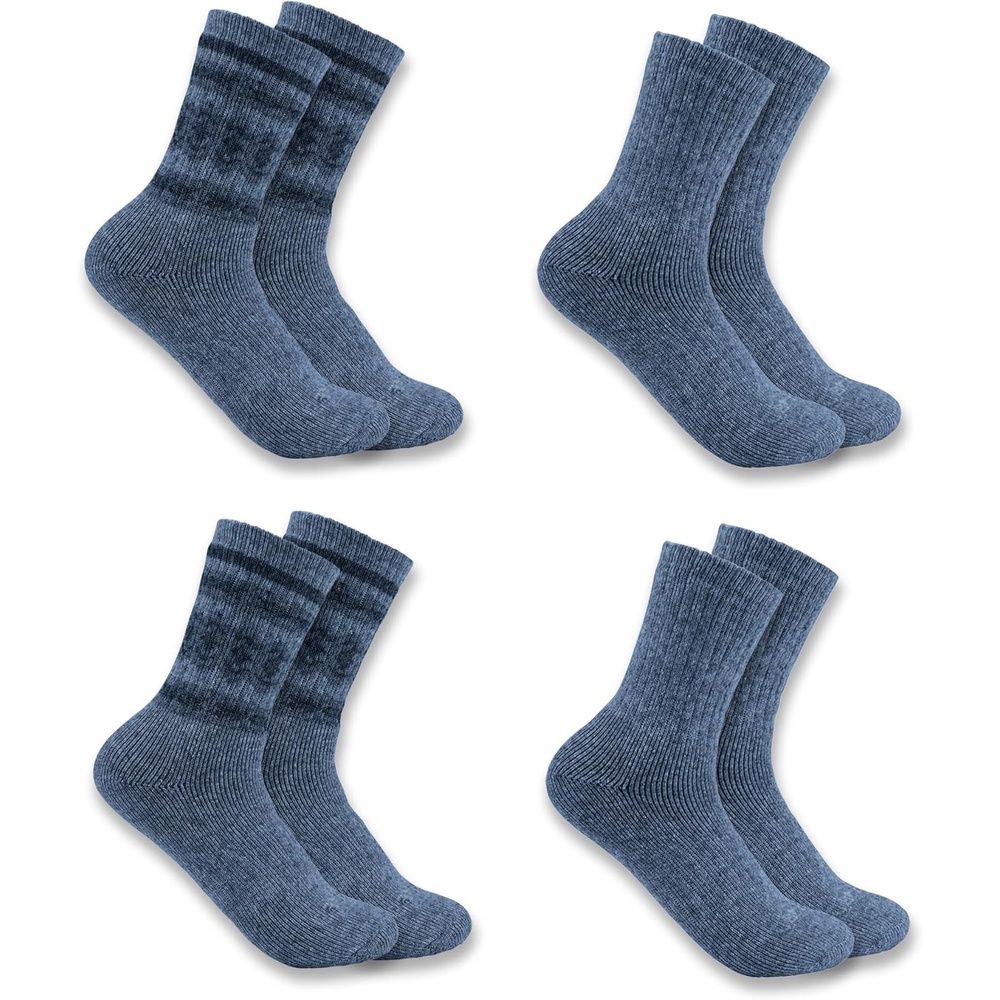 imageCarhartt Womens SC5544W Womens Heavyweight SyntheticWool Blend Crew Sock 4PAssorted 3 Black