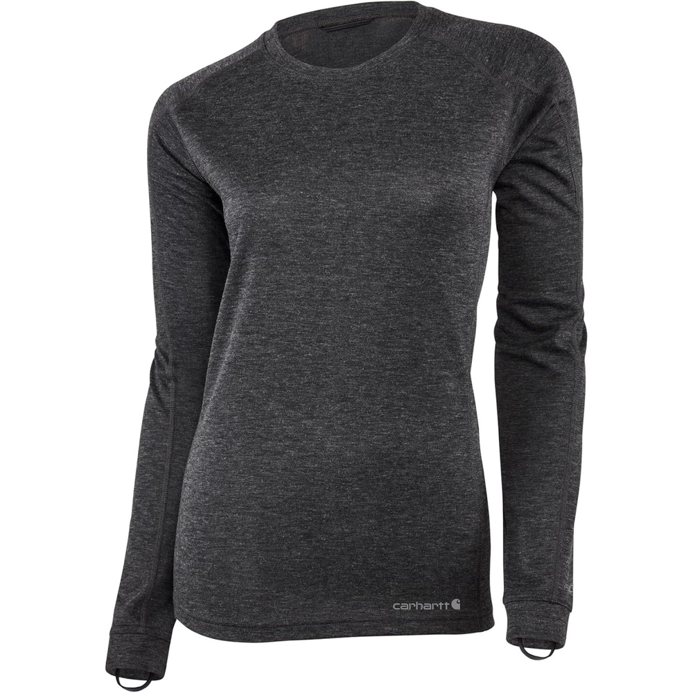 imageCarhartt Womens WBL132 Womens Base Force Heavyweight PolylWool CrewBlack Heather