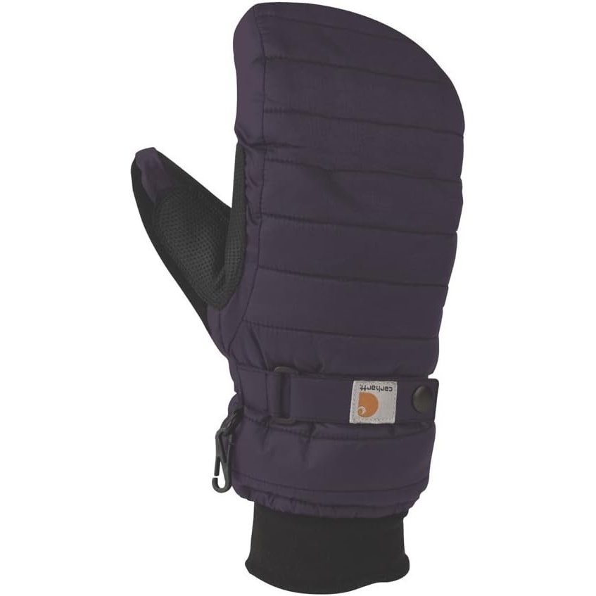 imageCarhartt Womens Waterproof Insulated Quilted Knit Cuff MittenDark Purple and Black