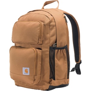 Carhartt 28L Dual-Compartment Backpack, Durable Pack with 16″ Laptop Sleeve and Duravax Abrasion Resistant Base, Navy(Carhartt Brown)