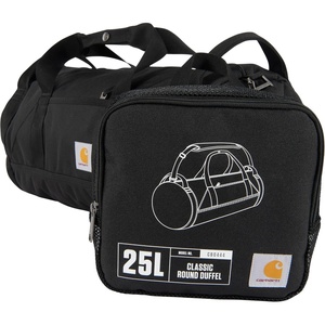 Carhartt Classic Round Duffel with Utility Pouch, Heavy-Duty, Water-Resistant Packable Gear Bag for Jobsite, Gym, and Travel(Black)
