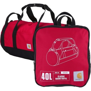 Carhartt Classic Round Duffel with Utility Pouch, Heavy-Duty, Water-Resistant Packable Gear Bag for Jobsite, Gym, and Travel(Industry Red)