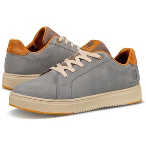 Carhartt Detroit Leather Sneakers for Men – Comfortable Shoes for Men with Wide Toe Box, Comfort Footbed and Midsole, and Slip-Resistant Outsole(Grey/Brown)
