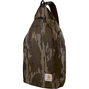 Carhartt Durable Sling Bag, Crossbody Backpack with Side Release Buckle, Tablet Sleeve and Adjustable Strap, Black(Mossy Oak Bottomlands)