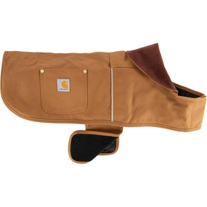 Carhartt Firm Duck Dog Chore Coat, Insulated Weather Resistant Jacket for Cold and Windy Conditions, Black, Large(Carhartt Brown/Brass (Reflective Piping))