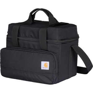 Carhartt Insulated Two Compartment Cooler, Durable Water Repellent Material W/Front Zippered Pocket for Camping, Beach & Travel(Black)