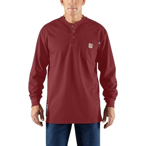 Carhartt Men’s FR Force Dearborn Loose LS Henley(Dark Barn Red)