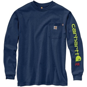 Carhartt Men’s FR Force Irvine Loose LS Logo T-Shirt(Dark Blue Heather)