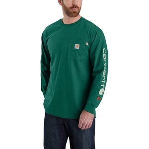 Carhartt Men’s FR Force Irvine Loose LS Logo T-Shirt(North Woods Heather)