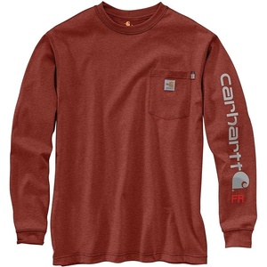 Carhartt Men’s FR Force Irvine Loose LS Logo T-Shirt(Red Brown Heather)