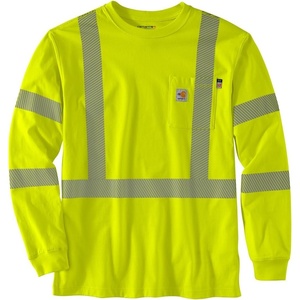 Carhartt Men’s FR HV Force Loose LS Class 3 T-Shirt(Brite Lime)