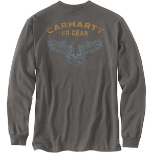 Carhartt Men’s Flame Resistant Force Loose Fit Long-Sleeve Lightweight Eagle Graphic T-Shirt(Mud Gray)