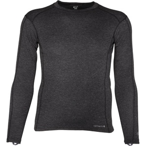 Carhartt Men’s Force Midweight Synthetic-Merino Wool Blend Base Layer Crewneck Pocket Top(Dark Black Heather)