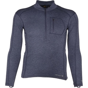 Carhartt Mens Force Midweight Synthetic-Wool Blend Base Layer Quarter-Zip Pocket Top(Navy Heather)