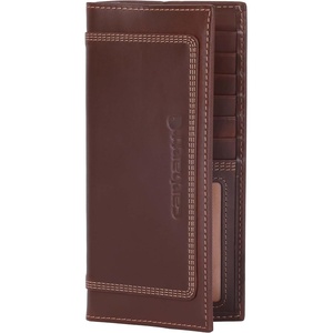 Carhartt Men’s Leather Triple Stitch Wallet, Durable Full-Grain Leather Bifold, Trifold & Rodeo Styles, Gifts for Men(Black (Rodeo))