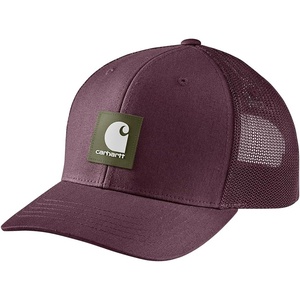 Carhartt Men’s Rugged Flex Twill Mesh-Back Logo Patch Cap(Cherry Lacquer)