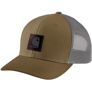 Carhartt Men’s Rugged Flex Twill Mesh-Back Logo Patch Cap(Dark Khaki)