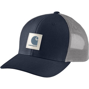 Carhartt Men’s Rugged Flex Twill Mesh-Back Logo Patch Cap(Navy)