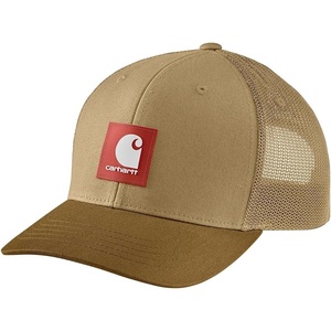 Carhartt Men’s Rugged Flex Twill Mesh-Back Logo Patch Cap(Sandstone/Carhartt Brown)