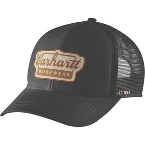 Carhartt Men’s Rugged Flex Twill Mesh-Back Script Patch Cap(Black)