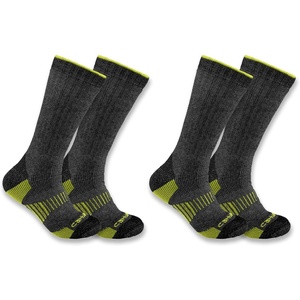 Carhartt Men’s SB2072M Midweight Synthetic-Wool Blend Boot Sock 2-Pack(Charcoal Heather)