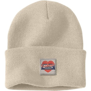 Carhartt Women’s Knit Heart Patch Beanie(Oat Milk)