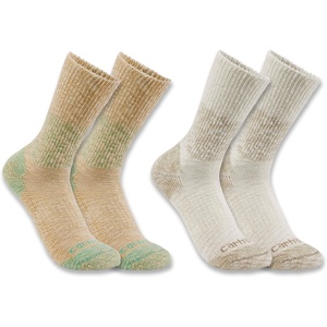 Carhartt Women’s Midweight Cotton Blend Crew Sock 2 Pack(Assorted 02)