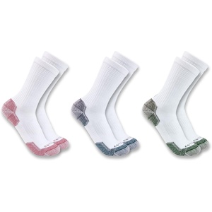 Carhartt Women’s Midweight Cotton Blend Crew Sock 3 Pack(White Assorted)