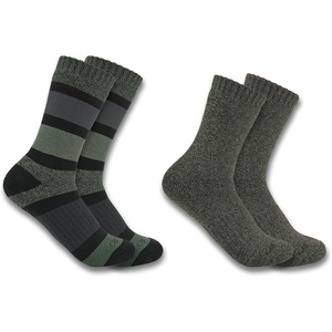 Carhartt Women’s SC3152W Women’s Heavyweight Crew Sock 2-Pack(Assorted 3 Green)